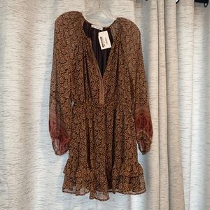 Brown/pink floral dress- Keen the Label